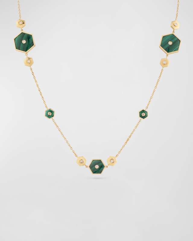 Baia Sommersa 18K Yellow Gold Multi-Malachite and Diamond Necklace